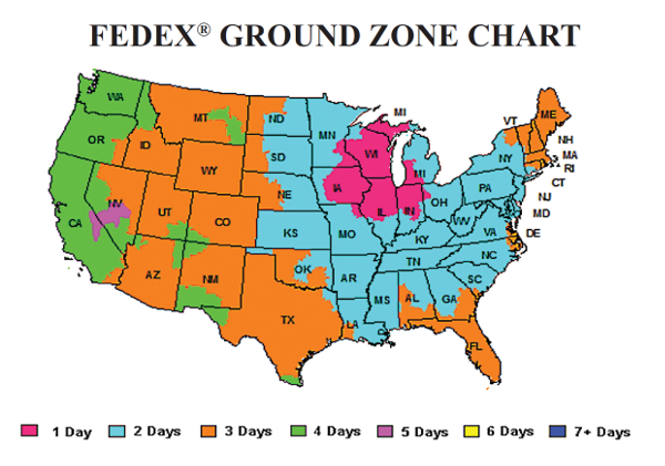 fedex zones charts from los angeles